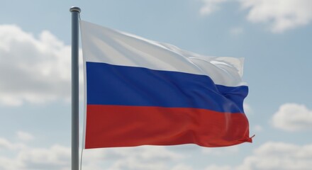 Russian Federation Flag Waving Proudly Under a Bright Sky