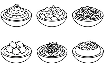 pad thai line art vibrant design with noodles