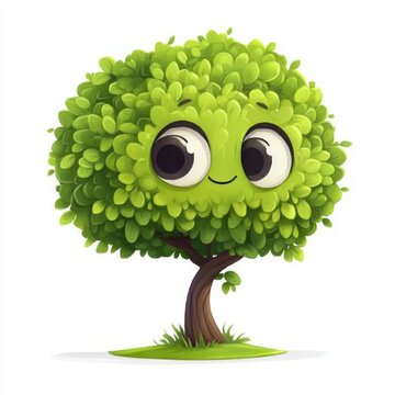 cute cartoon character lilly pilly or lilli pilli (Australian) tree isolated on white background 
