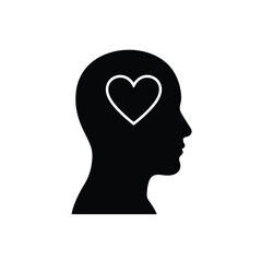 Human Head Silhouette With Heart Love Symbol Inside Head Mental Health