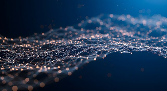 Modern abstract network science connection technology gold line premium dot and graphic design. connect, on hi tech future blue background network