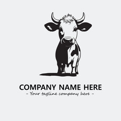 Cow illustration black and white for logo company vector image
