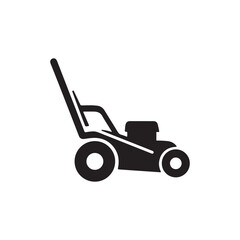 Lawn mower silhouette symbol in vector format on white background