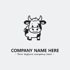 Cow illustration black and white for logo company vector image
