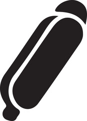 Silhouette vector of a classic hot dog icon with bun and sausage, perfect for fast food, menu design, and culinary-themed projects.