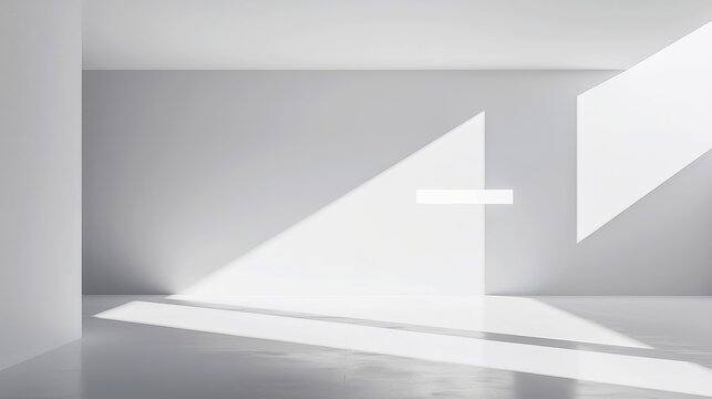 Minimalist Hashtag Room, an architectural space defined by sharp shadows and light beams, featuring black-and-white tones that emphasize its unique hashtag shape and open atmosphere