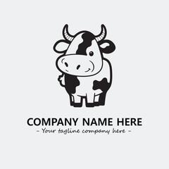 Cow illustration black and white for logo company vector image
