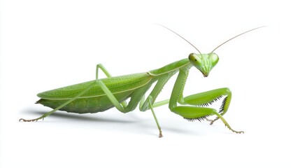 Fototapeta premium Magnificent praying mantis in natural habitat closeup encounter with predatory insect