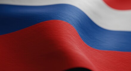 Naklejka premium Close Up View of a Waving Russian Flag: A National Symbol of Russia