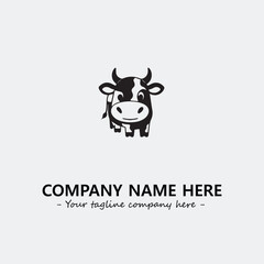 Cow illustration black and white for logo company vector image

