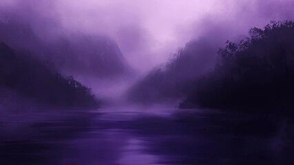 A haunting purple and black foggy landscape