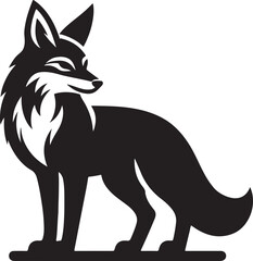 Silhouette vector of a jackal standing alert, ideal for wildlife, safari, nature, and predator-themed graphic or educational design projects.