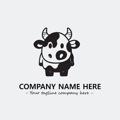 Cow illustration black and white for logo company vector image
