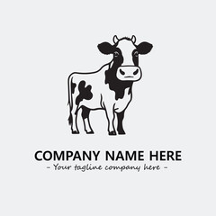 Cow illustration black and white for logo company vector image
