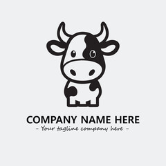 Cow illustration black and white for logo company vector image
