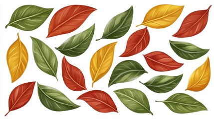 Obraz premium Autumn leaves set highquality fall foliage graphics for seasonal designs