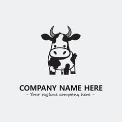 Cow illustration black and white for logo company vector image
