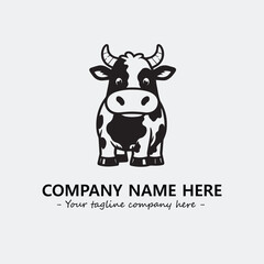 Cow illustration black and white for logo company vector image
