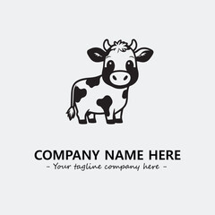 Cow illustration black and white for logo company vector image
