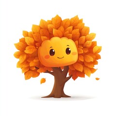 cute cartoon character maple tree isolated on white background 