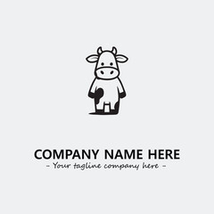 Cow illustration black and white for logo company vector image
