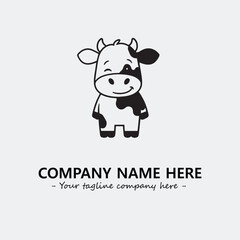 Cow illustration black and white for logo company vector image
