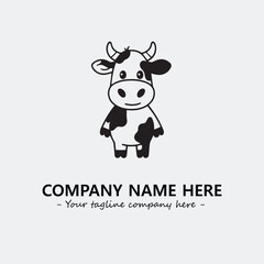 Cow illustration black and white for logo company vector image
