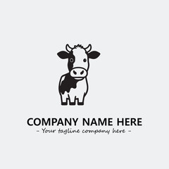 Cow illustration black and white for logo company vector image
