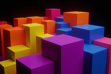 Obraz premium bunch of colorful cubes that are in the middle of a room2