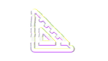 Icon ruler triangle is distorted. Glitch. Noise, chromatic aberration, geometric distortion