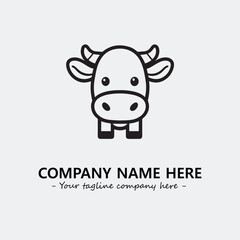 Cow illustration black and white for logo company vector image
