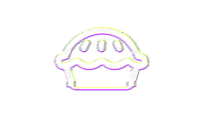 Icon pie is distorted. Glitch. Noise, chromatic aberration, geometric distortion