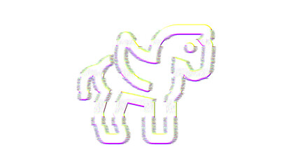 Icon pegasus is distorted. Glitch. Noise, chromatic aberration, geometric distortion
