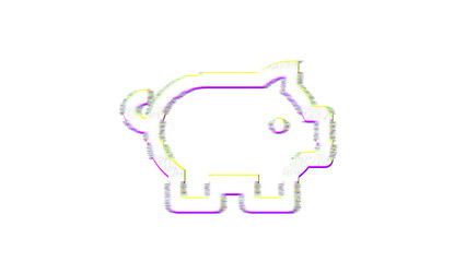 Icon pig is distorted. Glitch. Noise, chromatic aberration, geometric distortion