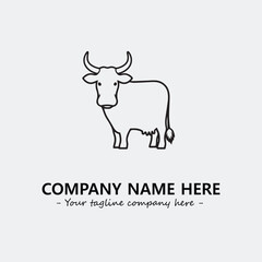 Cow illustration black and white for logo company vector image
