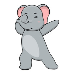 Cute Elephant Illustration on White Background. Vector Cartoon Character.