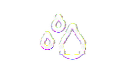 Icon raindrops is distorted. Glitch. Noise, chromatic aberration, geometric distortion