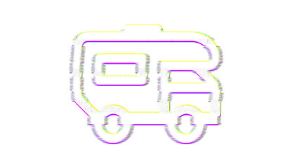 Icon rv is distorted. Glitch. Noise, chromatic aberration, geometric distortion