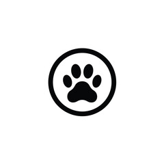 Black Animal Paw Print In Circle Icon Vector Illustration Graphic Design