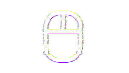 Icon pc mouse is distorted. Glitch. Noise, chromatic aberration, geometric distortion