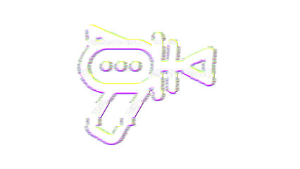 Icon raygun is distorted. Glitch. Noise, chromatic aberration, geometric distortion