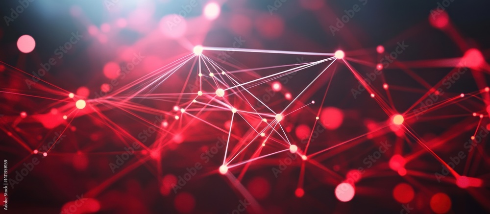 Poster futuristic red plexus background showcasing interconnected networks for data visualization and innov