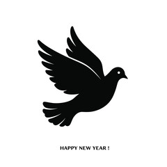 Dove Silhouette For Peace Symbol With New Year Greetings Minimalist Design