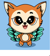 Cute fox with beautiful wings 