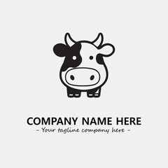 Cow illustration black and white for logo company vector image
