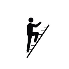 Pictogram Man Climbing Ladder Represents Career Growth And Success Motivation