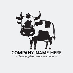 Cow illustration black and white for logo company vector image

