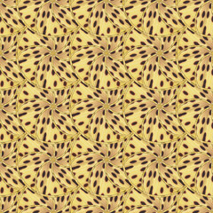 Seamless pattern. Circle segment. Mosaic, illustration in stained glass style. Seamless pattern for wallpapers. Leopard coloring. Lobules, waves. Oriental pattern. Print for T-shirts, linens, textile.