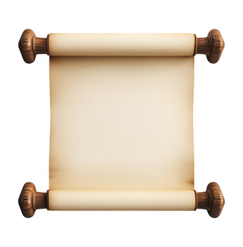 Blank opened scroll isolated on transparent background