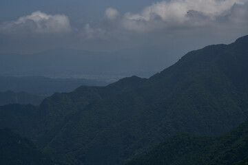 緑の息吹 - 曇り空の下、力強く生きる山々の姿